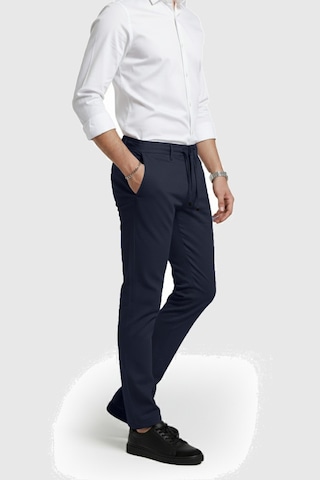 Deepsea Erkek Lacivert Likralı Gofre Kumaş Beli Lastikli İpli Slim Fit Günlük Pantolon 2600650 Lacivert