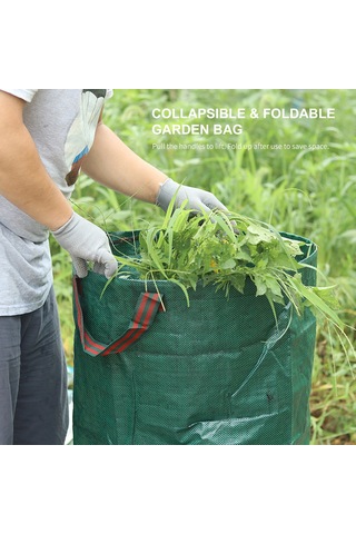 Dofolink 272l Yeşil Çekilebilir Bahçe Çöp Torbası - Dayanıklı Pp Dokuma, Su Geçirmez, Katlanabilir Yapı İle Yaprak Ve Çöp Toplama