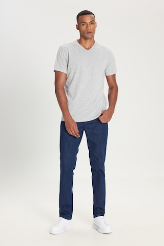 Ac&Co / Altınyıldız Classics Slim Fit Dar Kesim V Yaka Pamuklu Erkek Tişört Gri Melanj