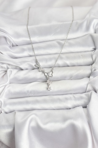 316l Çelik Zincir Gümüş Renk Kelebek Model Kadın Kolye Renkli