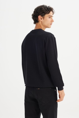 Regular Fit Normal Kesim Bisiklet Yaka Baskılı Sweatshirt Lee Siyah