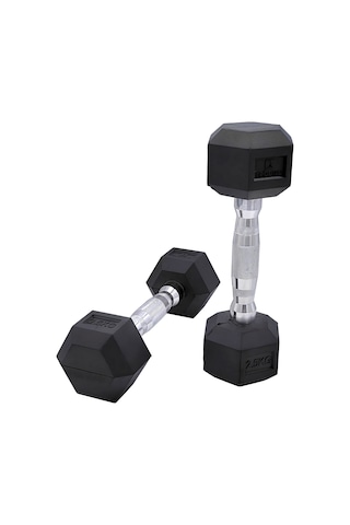 Rebuwo 2.5 KG 1 Adet Hex Dambıl Kauçuk Altıgen Dambıl Hex Dumbbell