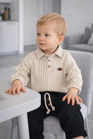 Babyhola Polo Yaka Bayramlık Erkek Bebek İkili Alt Üst Takım Set 2222 Füme