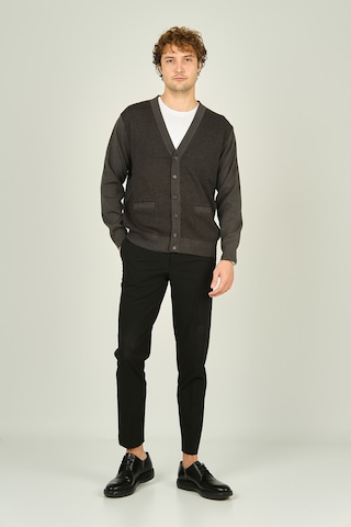 Ateş Triko Erkek Cep Detaylı V Yaka Yün Hırka 4490 Koyu Gri Koyu Gri