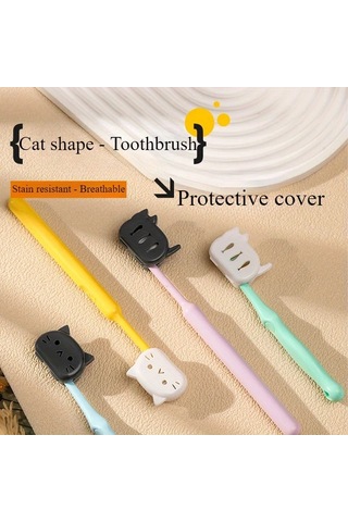 Willowhaven 4'lü Diş Fırçası Başlığı Kılıfı: Sevimli Kedi Şeklinde, Seyahat Ve Hijyen Kılıfı