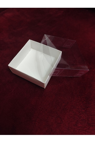 8x8x3 Beyaz Asetat Kapaklı Hediyelik Kutu 100 Adet