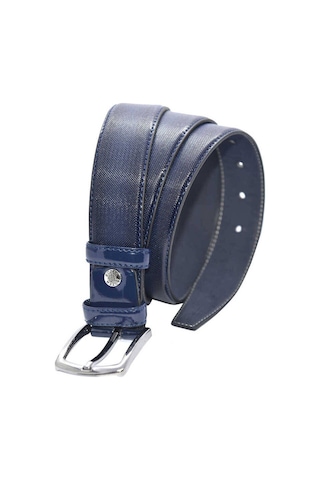 Süzer Deri Lacivert Rugan Suni Deri Desenli 3.5 Cm.lik Klasik Kemer - 8005-80 Lacivert