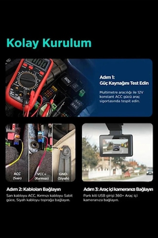 Park Modu Kablosu Type-c Akü Sigorta Bağlantı Kablosu Araç İçi Kamera Tüm Kameralara Uyumlu Najmaddin