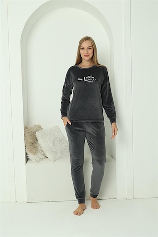 Akbeniz Kadın Kadife Füme Pijama Takım 20624 - Xl Füme