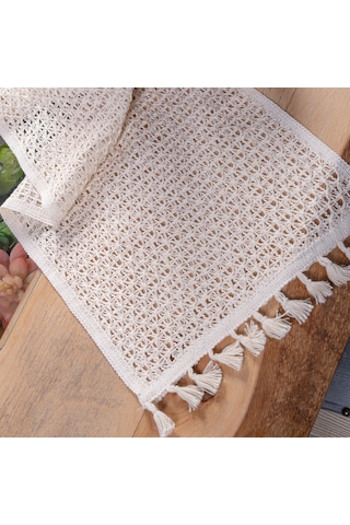 Vivamaison Pamuk Dantel Runner Masa Örtüsü Krem 30 x 150 CM