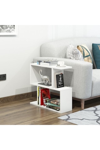 Decormet Lale Yan Sehpa Beyaz Beyaz