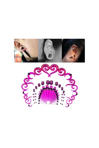 Suntek 54 Adet Akrilik Kulak Germe Kiti 14g-00g Genişletici Mor