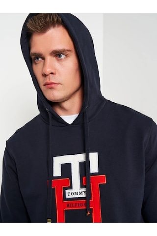 Tommy Hilfiger Erkek Kapşonlu Sweatshirt Lacivert