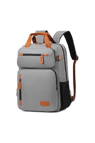 Yifomall Erkek复古商务双肩负重包 - 15.6"笔记本电脑专用隔层 - 防水耐磨dacron材质 - 多隔层大容量 - 可单肩可手提 - 灰色 Gri