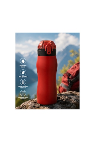 750 Ml Çelik Matara 5 Renk Seçeneği Kırmızı