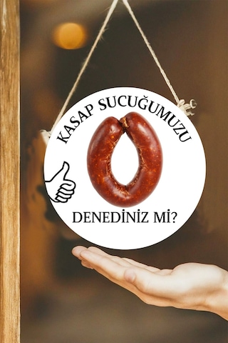 Kasap Dükkanı Cam Kapı Pano Karşılama Tabelası, Kasap İç Mekan İçin Askılı Dükkan Süs Tablo Dekoru