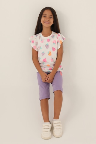 Rolypoly Strawberry Mor Kız Çocuk Kapri Takım 5274-42949 Krem - Lila