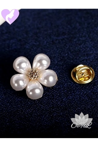 Olfil Broş-mini Çiçek İnci Minimalizm Stil 287942182 Altın Rengi