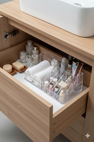 Şeffaf Akrilik Banyo Kozmetik Düzenleyici Organizer 13x22x8 Cm Şeffaf