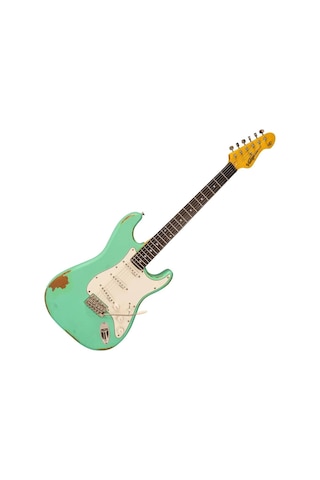 Vintage V6 Icon Elektro Gitar - Distressed Ventura Green