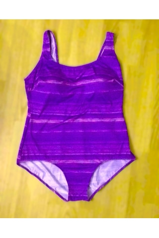 Sunsurf Büyük Beden Desenli Mayo 50-52-54-56 Beden Mor
