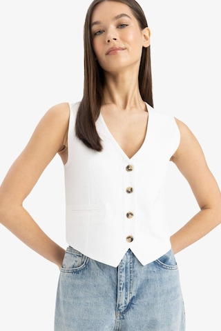 DeFacto V Yaka Keten Karışımlı Beyaz Blazer Yelek E9757AX25SPWT32 Beyaz