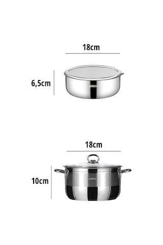 4 Parça Cook And Store Paslanmaz Çelik Tencere Saklama Kabı Pratik Set Gri