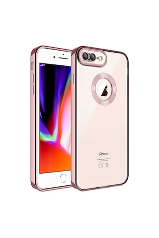 Goocamp Apple iPhone Uyumlu 7 Plus Kılıf Kamera Korumalı Logo Gösteren Omega Kapak - Rose Gold Rose Gold
