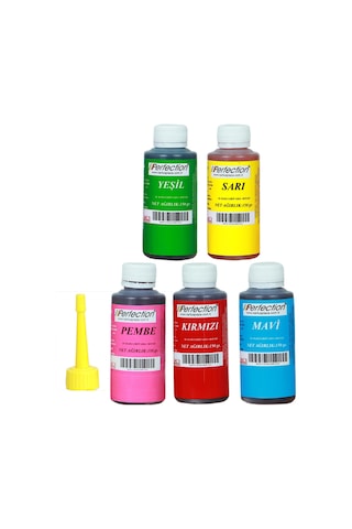 Perfection Chef 5'li Sıvı Su Bazlı Likit Gıda Boyası Pembe Sarı Kırmızı Mavi Yeşil 5 X 150 Gr .
