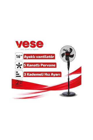 Vaveni 16 İnç Ayaklı Vantilatör 45w 5 Kanat 3 Kademe Arz