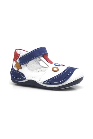 Lacivert Hakiki Deri Cırtlı Erkek Bebek Ayakkabı-Patik