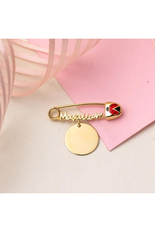 Yazı Yazılabilen Maşallahlı Altın Çengelli İğne VACIS14K20586