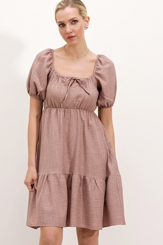 Bigdart 2351 Kloş Poplin Elbise -Gülkurusu 001