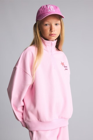 Defacto Baskılı Yarım Fermuarlı Sweatshirt Geniş Paça Eşofman Altı 2li Takım Kız Çocuk F8401a826wnpn441 Pembe-pn441