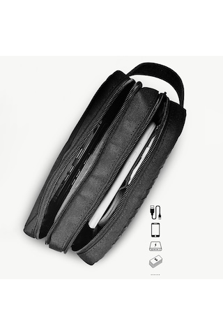 Lenyes Lb551 Voyagers Serisi 1200d Polyester Kumaş Bilek Askı Kayışlı Mobil Aksesuar El Çantası Siyah