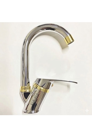 Eshome Krom Gold Mix Kuğu Banyo Mutfak Ve Lavabo Bataryası Musluğu 3 Lü Set