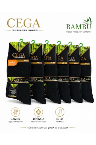 Çega Dikişsiz Erkek Bambu Çorap Kokulu 6'lı Siyah Çega Dikişsiz Erkek Bambu Çorap Kokulu 6'lı Siyah