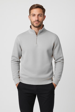 We&me Regular Fit Yarım Fermuarlı Dik Yaka Basic Sweatshirt Gri