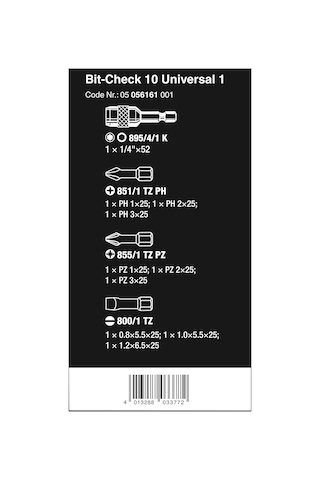 Wera Uç Çeşitleri, Bit-check, 10 Universal 1, 10 Parça, 050561610