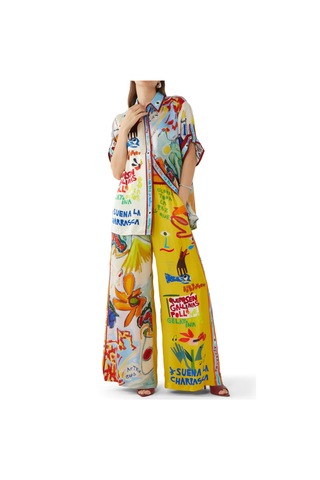 Alemais Çarpıcı Geniş Paça Pantolon Çok Renkli