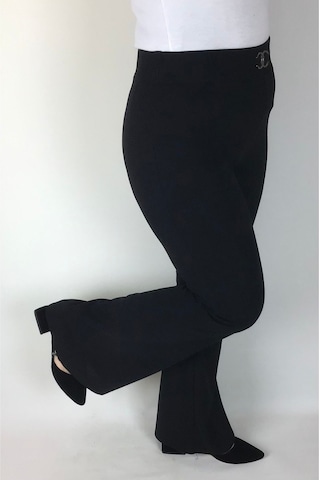 Scuba Krep Beli Lastikli İspanyol Paça Pantolon Siyah