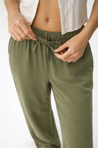 Fashion Friends Geniş Paça Keten Haki Kadın Pantolon 26y0608k1