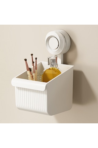 Sones Vakumlu Duvara Monte Banyo Rafı Drenaj Çıkarılabilir Depolama Rafı Asılı Sepet, Stil: Küçük Beyaz Diğer