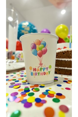 Balon Parti Doğumgünü Etkinlik Temalı Tek Kullanımlık 7 Oz 100 Adet Karton Bardak