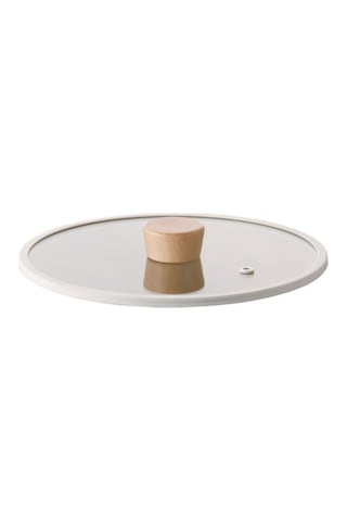 Neoflam Fika 24CM Düz Silikon Çerçeveli Cam Kapak Bej