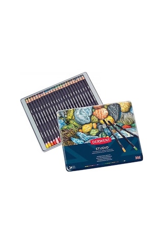 Derwent Studio Pencils Kuruboya Kalemi Teneke Kutu 24 Renk
