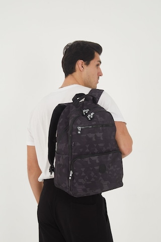 Sanmorris Unisex Suya Dayanıklı Orta Boy Krinkıl Kumaş Siyah Desenli Laptop Okul Ve Seyahat Sırt Çantası Siyah