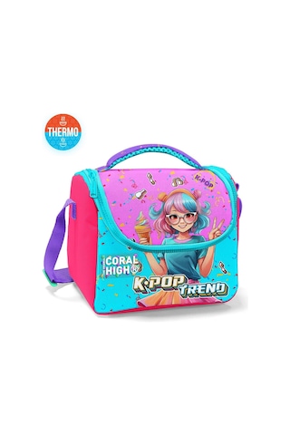 Coral High Kız Çocuk Beslenme Çantası - Thermo - Pembe K-pop Dondurmalı Kız Çok Renkli