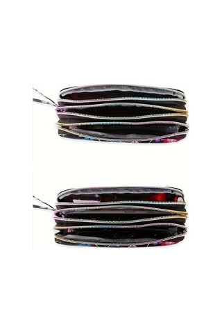 Trendooze Willowhaven 1 Adet Canlı Çiçek Desenli Uzun Klap Bilek Kayışlı Fermuarlı Çok Amaçlı Telefon Ruj Bozukluk Cüzdanı A-01 Çok Renkli