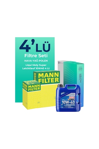Mann Fiat Doblo 1.4 Benzinli Filtre Bakım Seti Liqui Moly Motor Yağlı (2001-2010) 4 Lü -